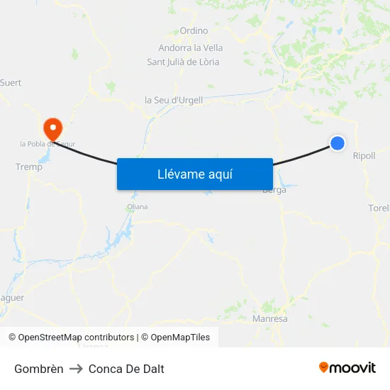Gombrèn to Conca De Dalt map