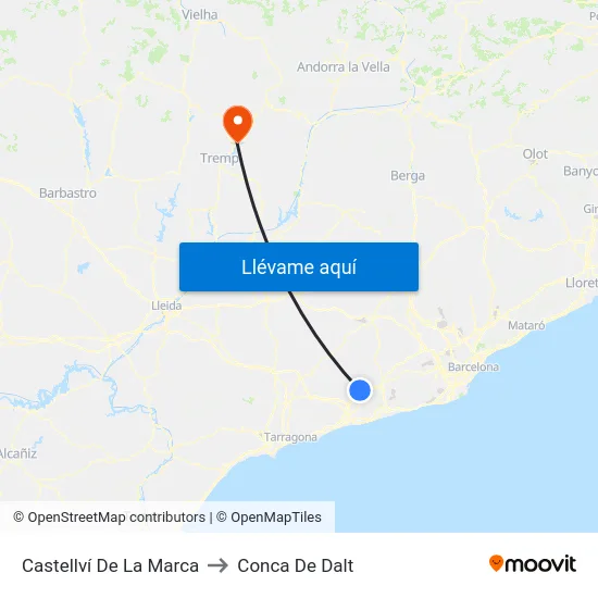 Castellví De La Marca to Conca De Dalt map