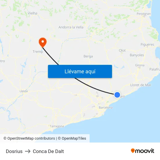 Dosrius to Conca De Dalt map