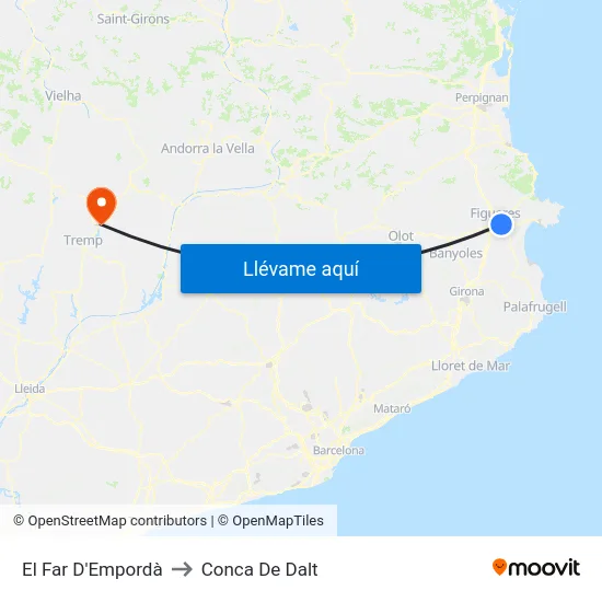 El Far D'Empordà to Conca De Dalt map