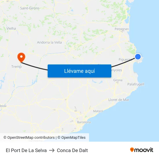 El Port De La Selva to Conca De Dalt map
