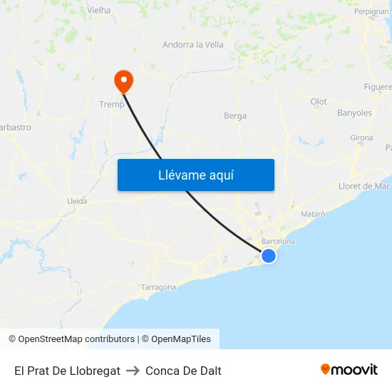 El Prat De Llobregat to Conca De Dalt map