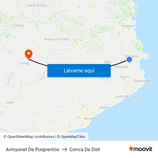 Avinyonet De Puigventós to Conca De Dalt map