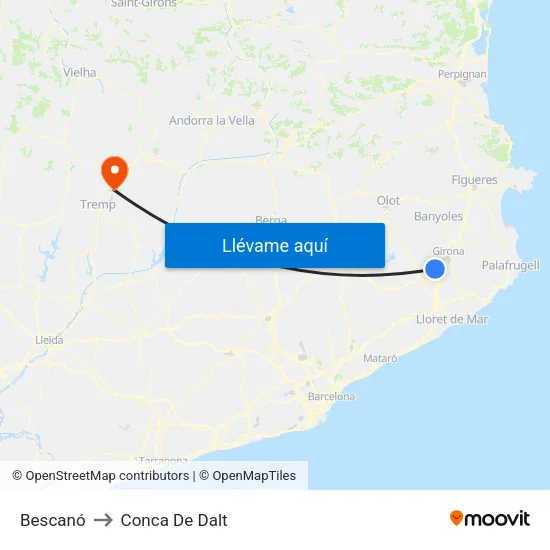 Bescanó to Conca De Dalt map