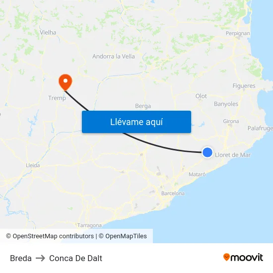 Breda to Conca De Dalt map