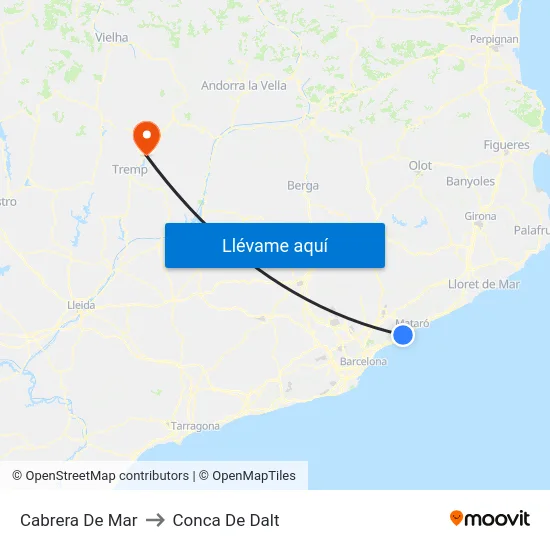 Cabrera De Mar to Conca De Dalt map
