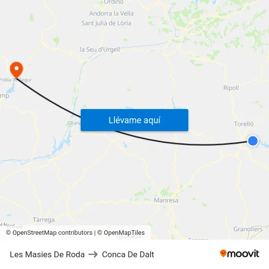 Les Masies De Roda to Conca De Dalt map