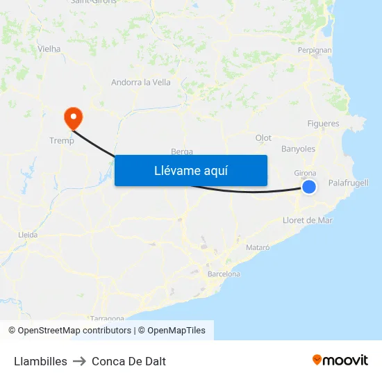 Llambilles to Conca De Dalt map