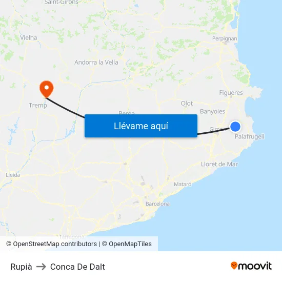 Rupià to Conca De Dalt map