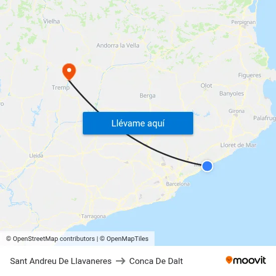 Sant Andreu De Llavaneres to Conca De Dalt map