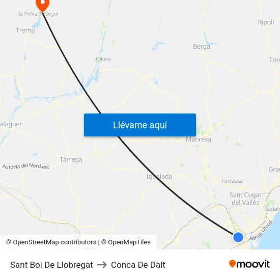 Sant Boi De Llobregat to Conca De Dalt map