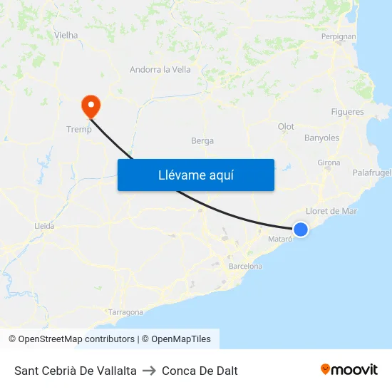 Sant Cebrià De Vallalta to Conca De Dalt map
