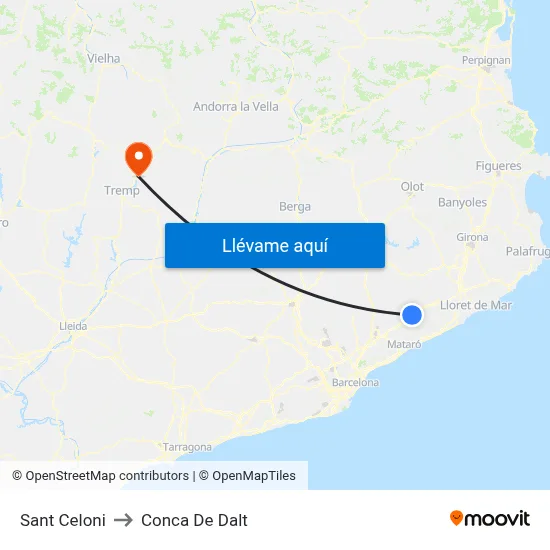 Sant Celoni to Conca De Dalt map