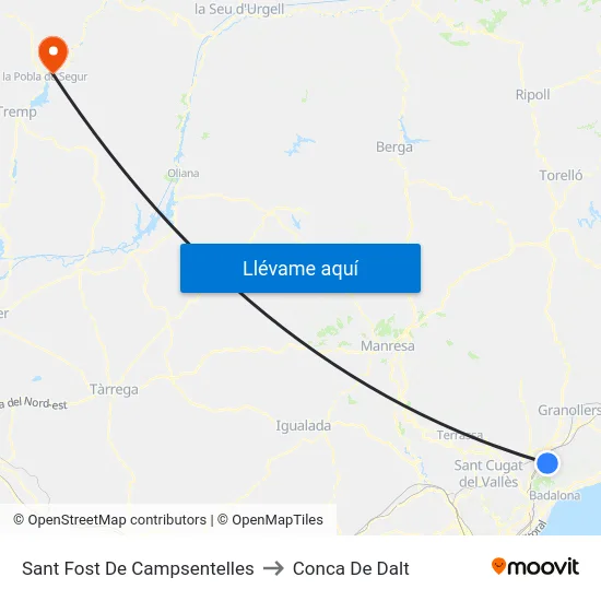 Sant Fost De Campsentelles to Conca De Dalt map