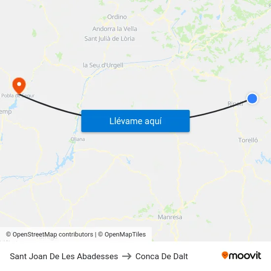 Sant Joan De Les Abadesses to Conca De Dalt map