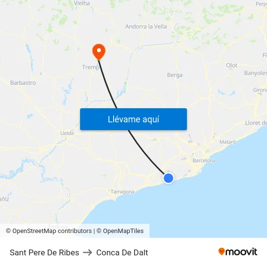 Sant Pere De Ribes to Conca De Dalt map