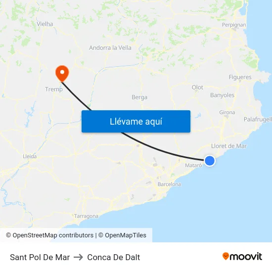 Sant Pol De Mar to Conca De Dalt map