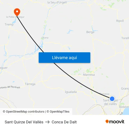 Sant Quirze Del Vallès to Conca De Dalt map