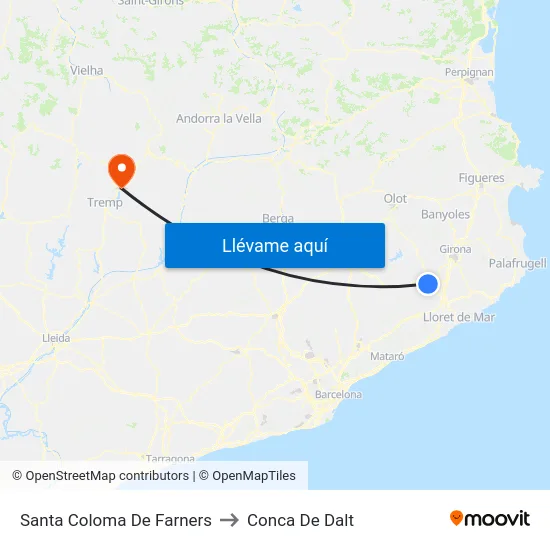 Santa Coloma De Farners to Conca De Dalt map