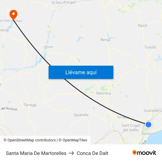 Santa Maria De Martorelles to Conca De Dalt map