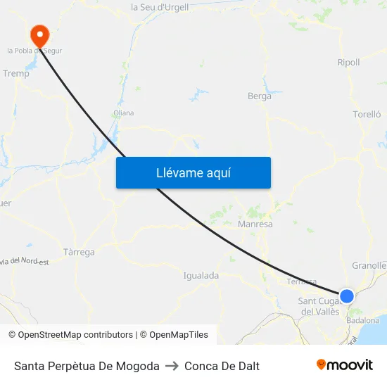 Santa Perpètua De Mogoda to Conca De Dalt map