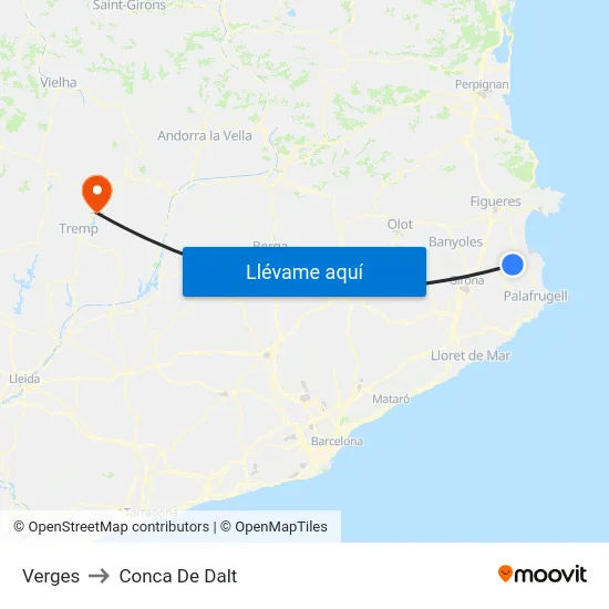 Verges to Conca De Dalt map