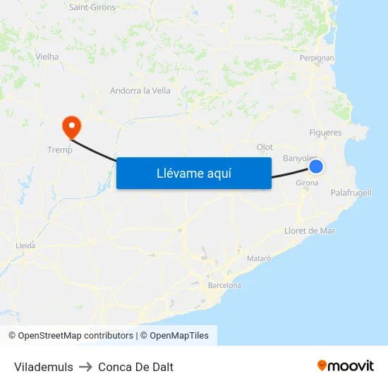 Vilademuls to Conca De Dalt map