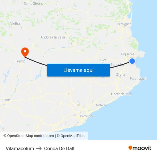 Vilamacolum to Conca De Dalt map