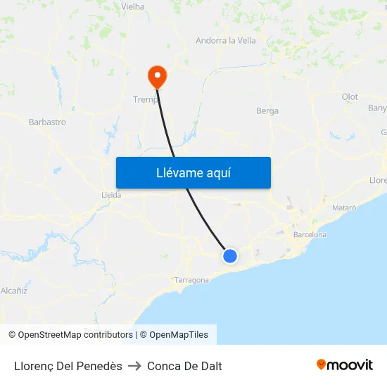 Llorenç Del Penedès to Conca De Dalt map