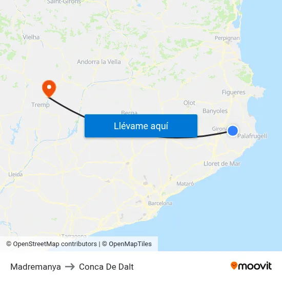 Madremanya to Conca De Dalt map