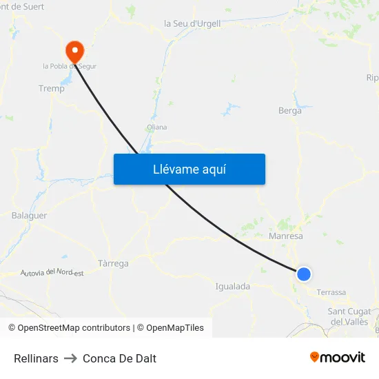 Rellinars to Conca De Dalt map