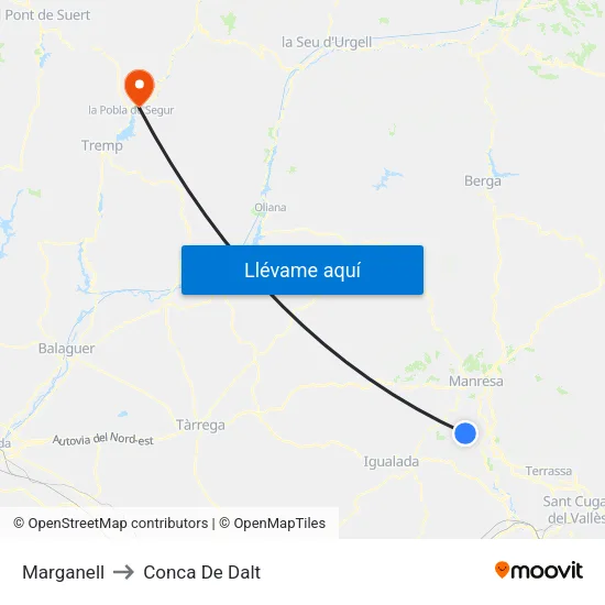 Marganell to Conca De Dalt map