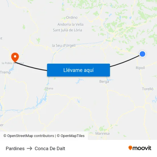Pardines to Conca De Dalt map