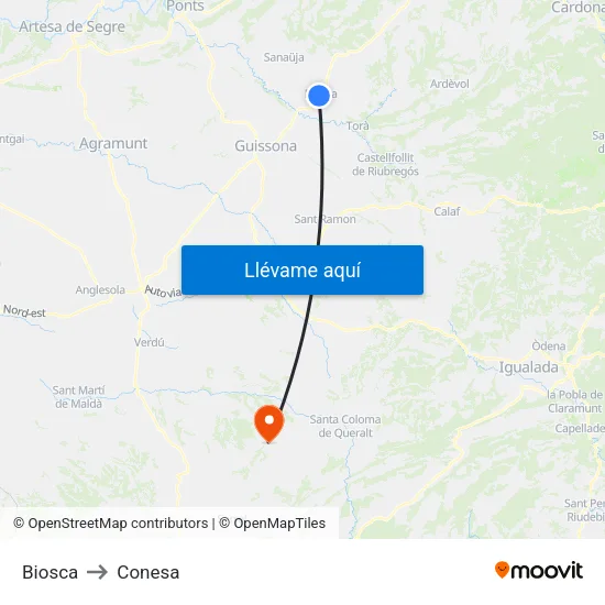 Biosca to Conesa map