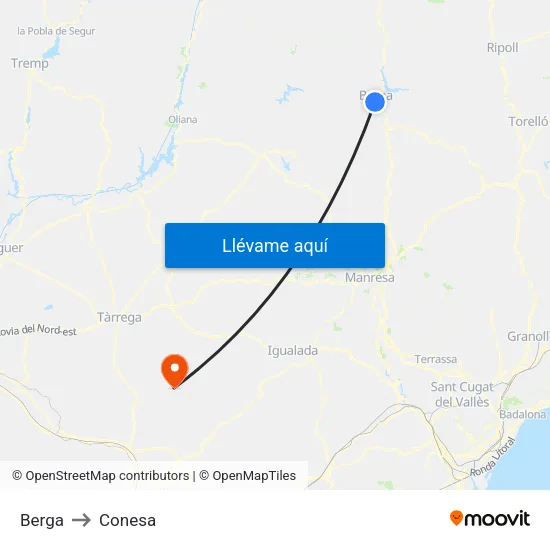 Berga to Conesa map