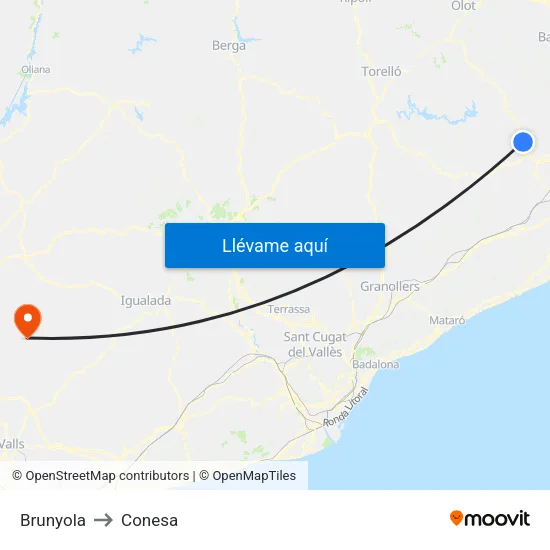 Brunyola to Conesa map
