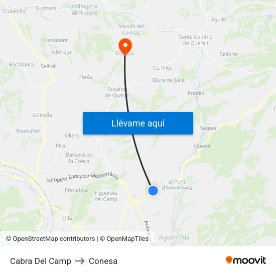 Cabra Del Camp to Conesa map