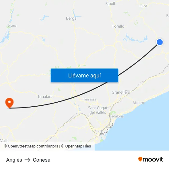 Anglès to Conesa map