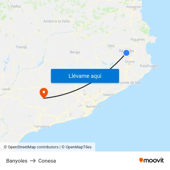 Banyoles to Conesa map