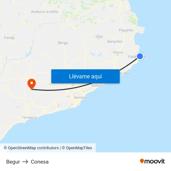 Begur to Conesa map
