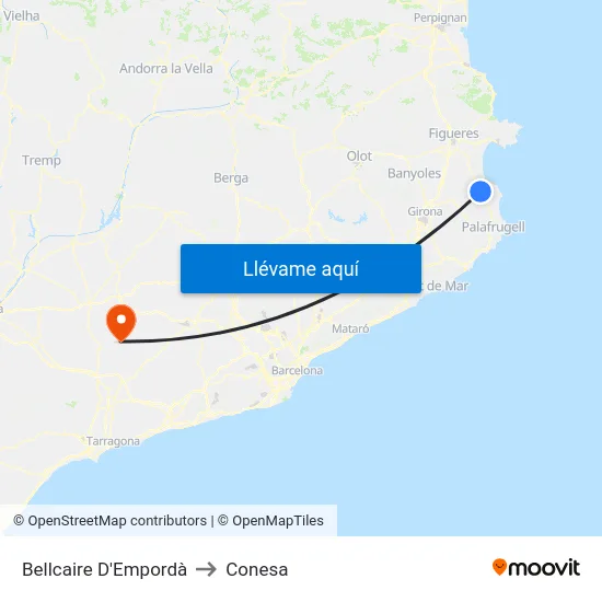 Bellcaire D'Empordà to Conesa map