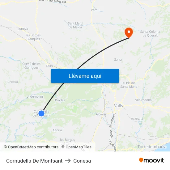 Cornudella De Montsant to Conesa map
