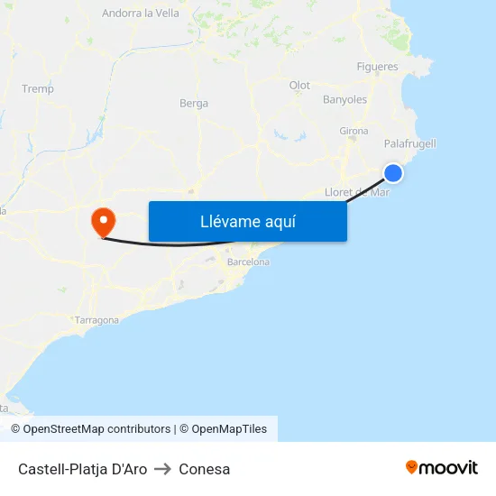 Castell-Platja D'Aro to Conesa map