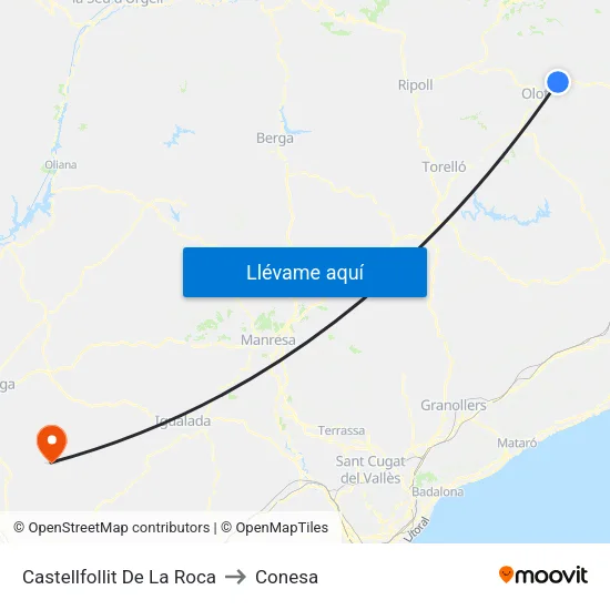 Castellfollit De La Roca to Conesa map