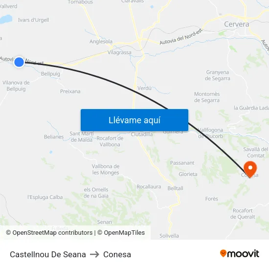 Castellnou De Seana to Conesa map