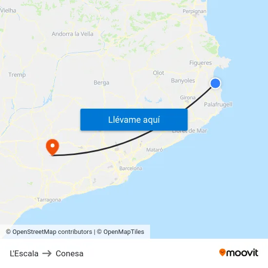 L'Escala to Conesa map
