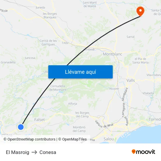 El Masroig to Conesa map