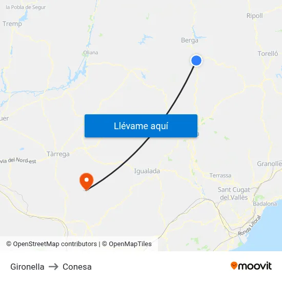 Gironella to Conesa map