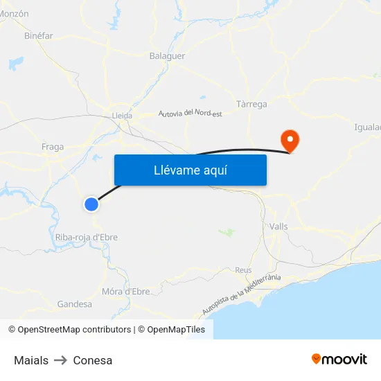 Maials to Conesa map