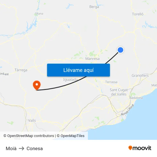 Moià to Conesa map